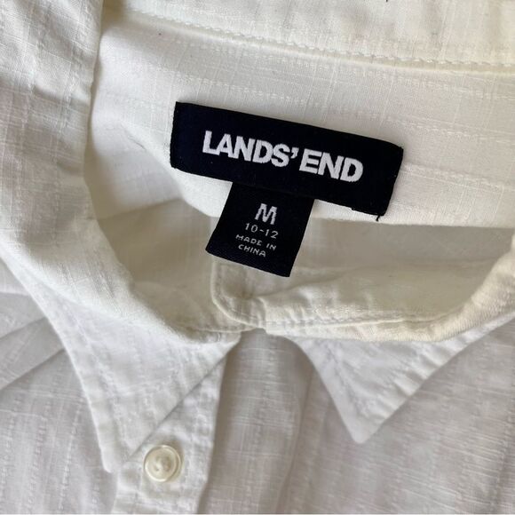 Lands’ End White Cotton Long Sleeve Button Front Shirt Size M 10-12 - Picture 8 of 8
